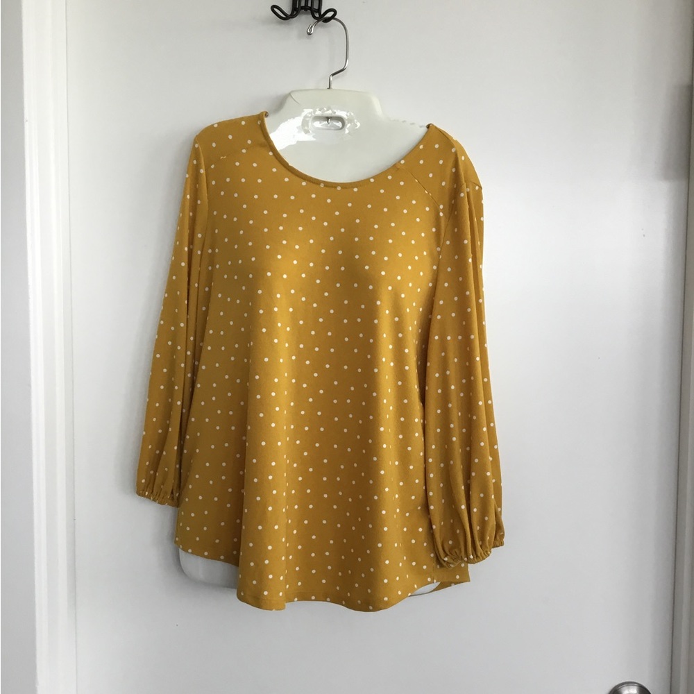Andrianna Papell Long Sleeved Blouse Yellow Size Medium Like New $26